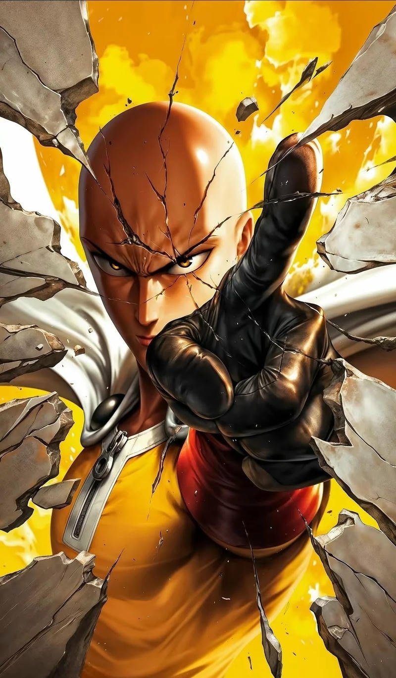 Hình ảnh Saitama anime với biểu cảm khó đỡ