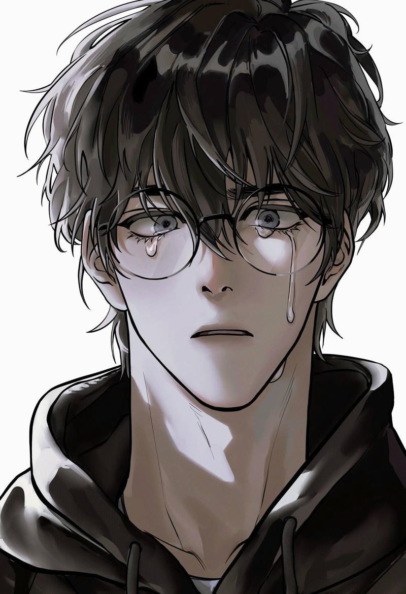 Hình ảnh anime khóc nữp với nét mặt đáng thương