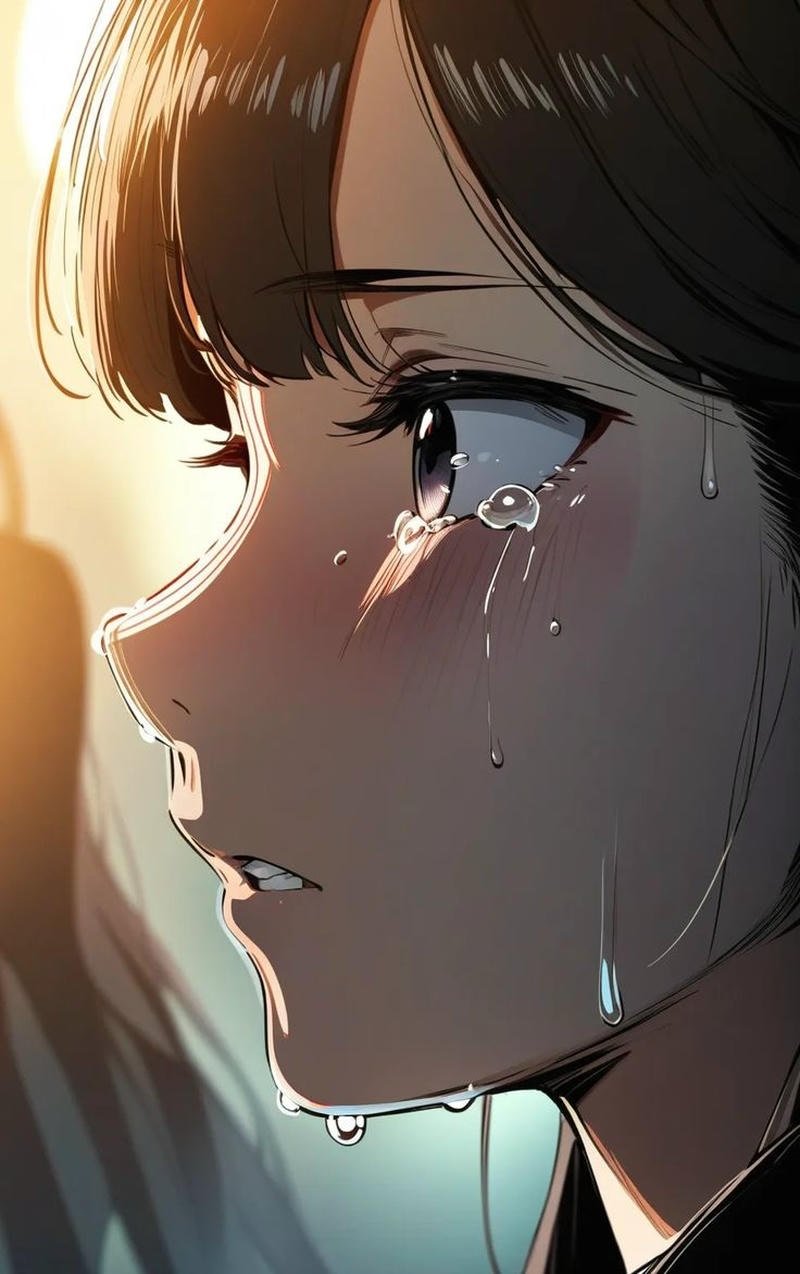 Hình ảnh anime khóc với biểu cảm đau lòng