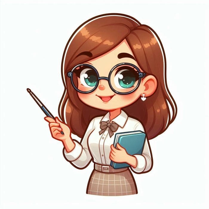 Hình ảnh cô giáo chibi ôm sách vở cười hiền hậu