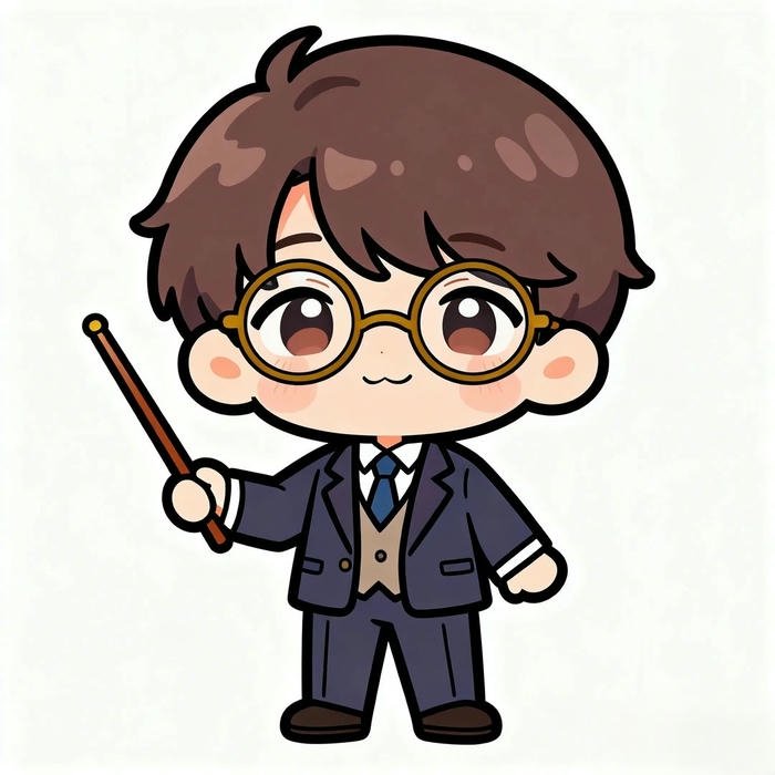 Hình ảnh cô giáo chibi phiên bản nam mặc vest chỉ