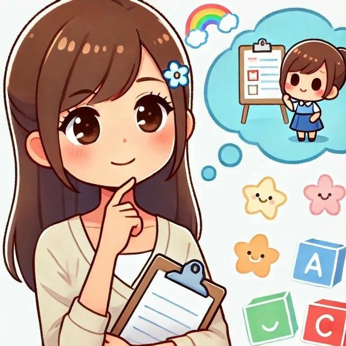 Hình ảnh cô giáo chibi tóc dài chống cằm suy tư