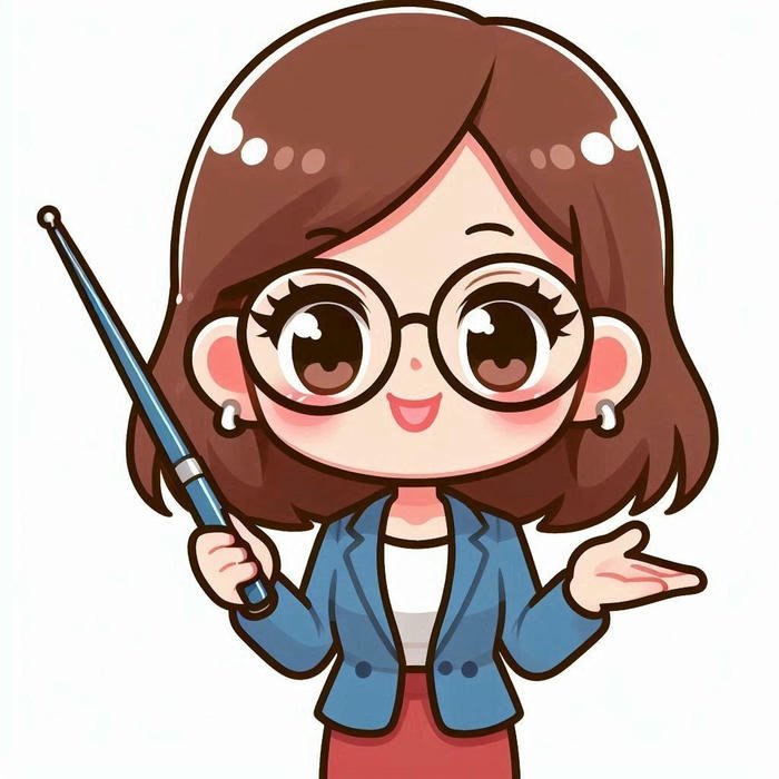 Hình ảnh cô giáo chibi tóc ngắn đeo kính áo vest