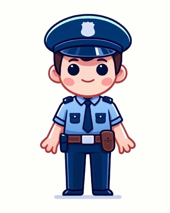 Hình ảnh công an chibi mặc áo xanh đứng nghiêm chỉnh