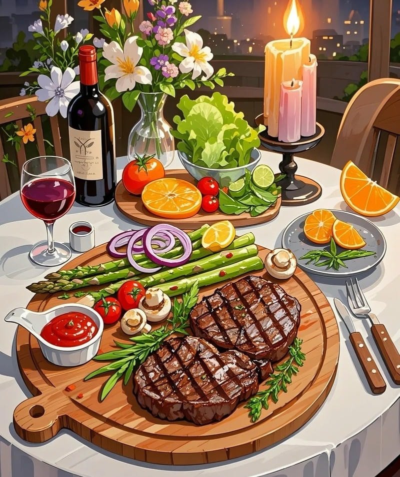 Hình ảnh món ăn anime với màu sắc bắt mắt