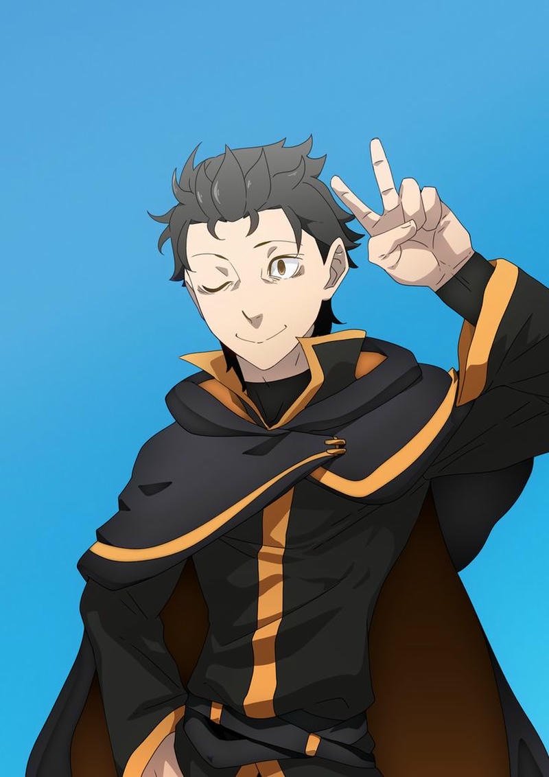 Hình anime Natsuki Subaru với gương mặt buồn bã