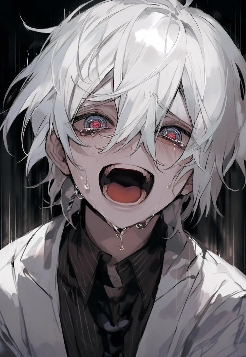 Hình anime khóc nữ với mái tóc ướt mưa