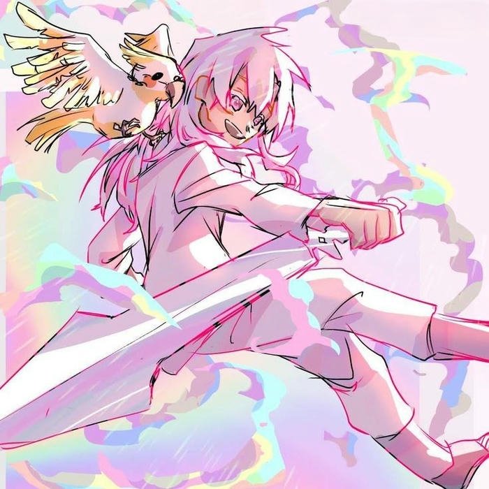 Hình nền hiha cute cầm kiếm chiến đấu đầy vẻ dũng mãnh