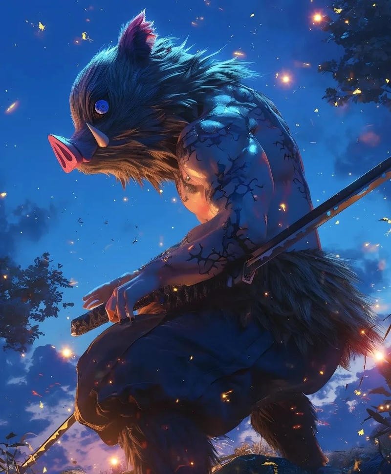 Khoảnh khắc Inosuke lao vào tấn công đối thủ