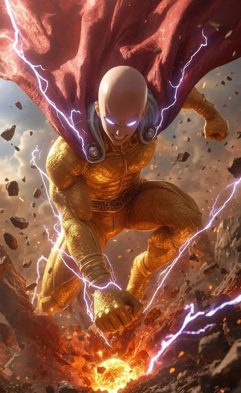 Khoảnh khắc Saitama tung cú đấm trong trận chiến