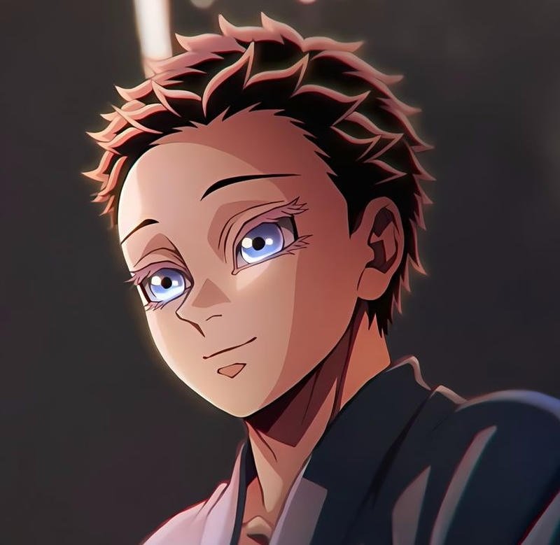 Khung hình Akaza với hiệu ứng năng lượng bao quanh