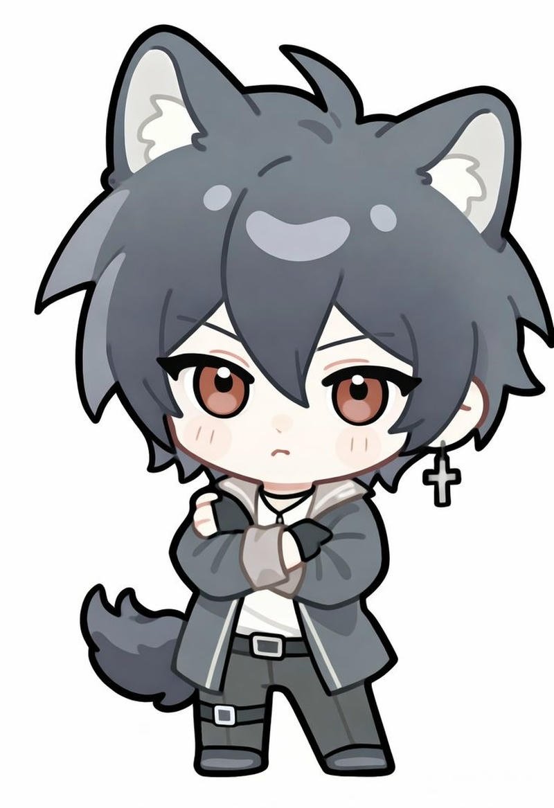 Nhân vật anime chibi nam dễ thương với nụ cười tươi