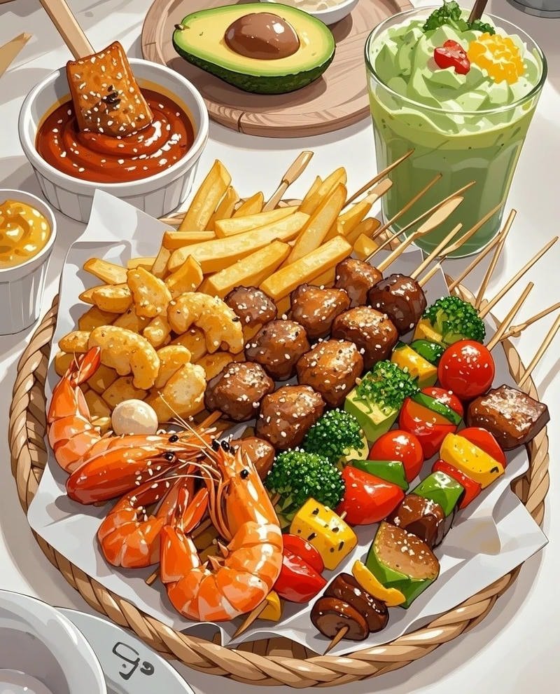 Set đồ ăn anime với nhiều món ngon hấp dẫn