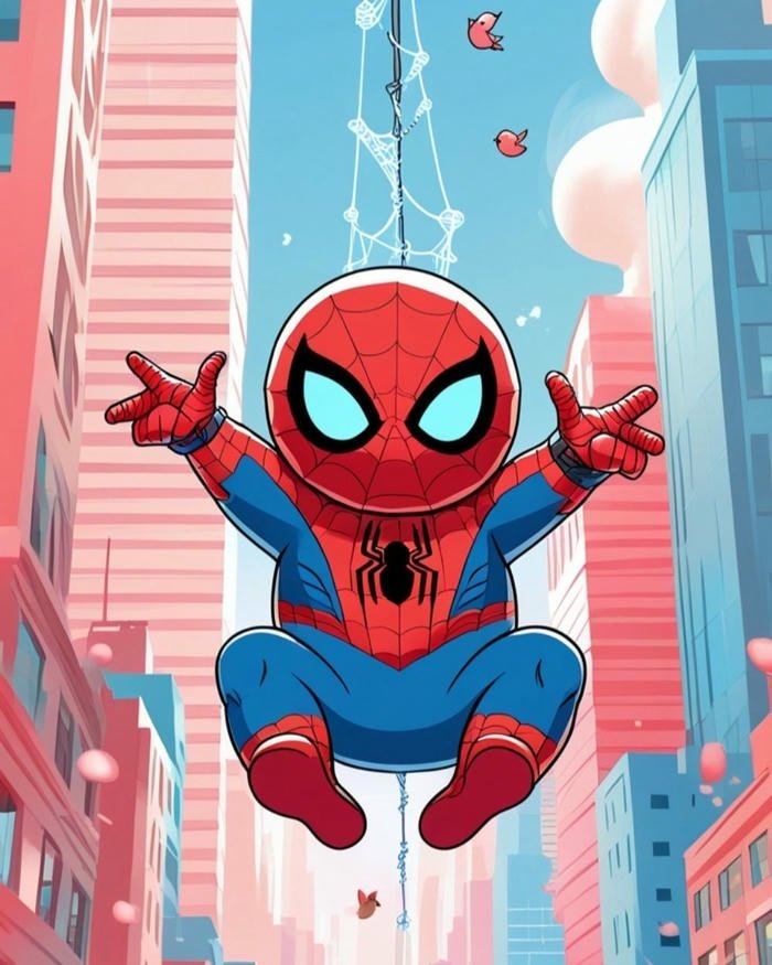 Spider man chibi tạo hình ngộ nghĩnh sinh động