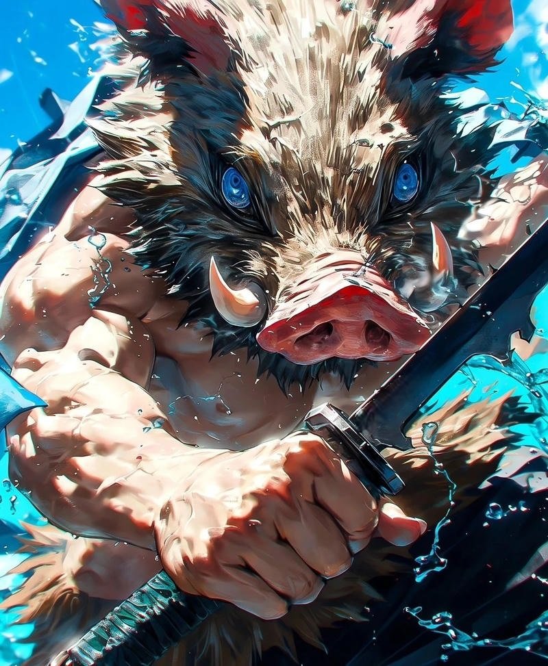 Tân dũng sĩ diệt quỷ Inosuke thể hiện sức mạnh chiến binh