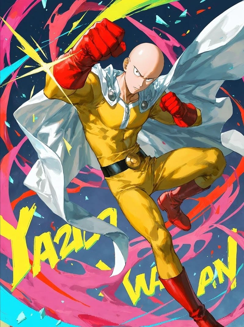 Tư thế chiến đấu của Saitama với phong cách đơn giản