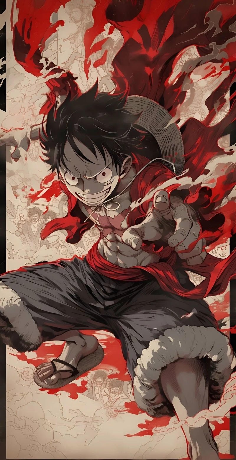 tải hình nền 4K Luffy cực ngầu trong trận chiến kịch tính
