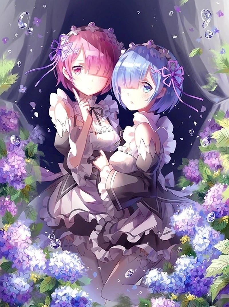 Ảnh Ram Rem với biểu cảm đáng yêu trong anime