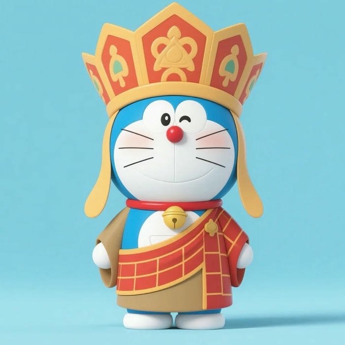 Ảnh nền Doraemon vui nhộn đội vương miện như một vị vua trẻ