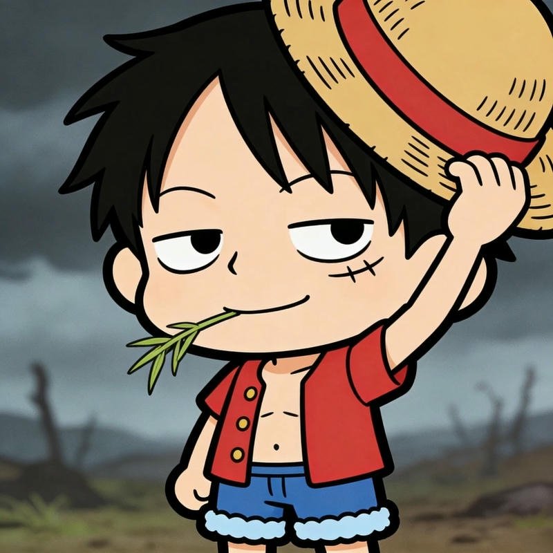 Ảnh one piece chibi thể hiện nét tinh nghịch đáng yêu