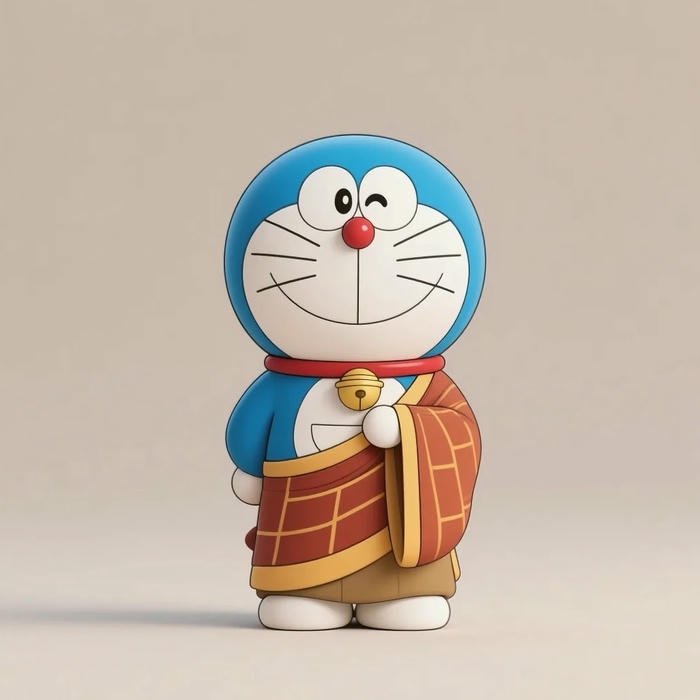 Avatar Doremon hài mặc trang phục thầy tu truyền thống rất nghiêm túc