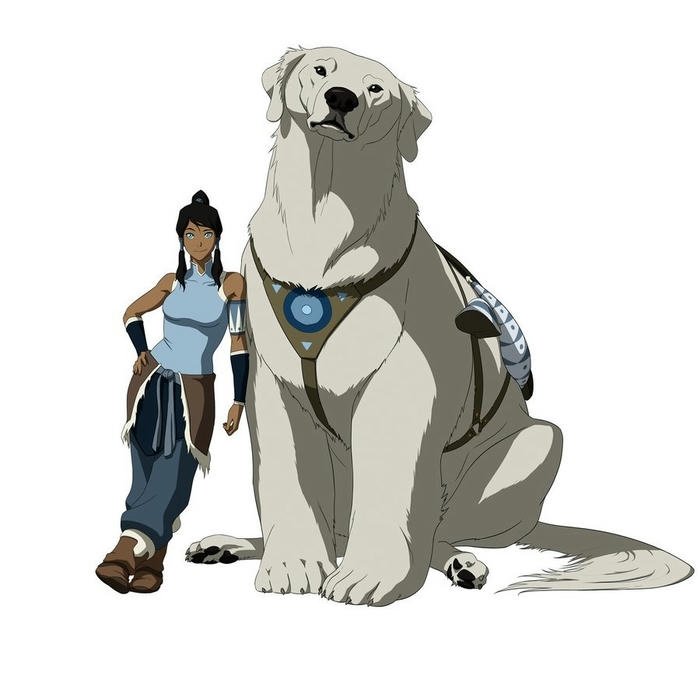 Avatar Korra cùng linh thú Naga đứng bên nhau rất thân thiết