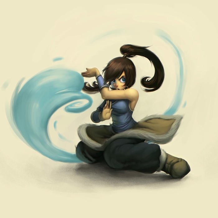 Avatar Korra đang thi triển ngự thủy thuật vô cùng điêu luyện