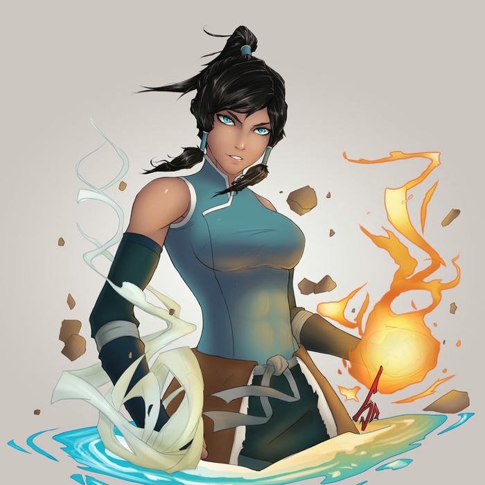 Avatar Korra điều khiển dòng nước mềm mại quanh cơ thể mình