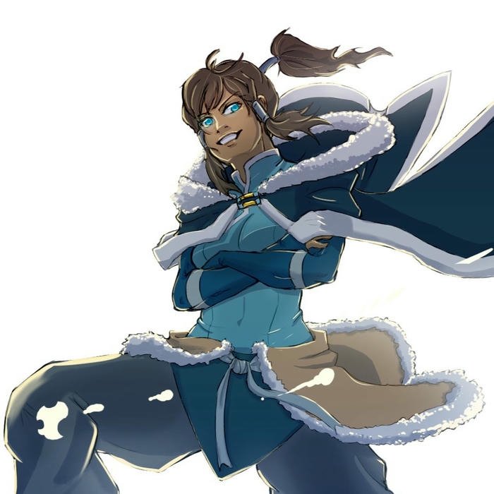 Avatar Korra mặc áo choàng lông thú giữa vùng giá lạnh