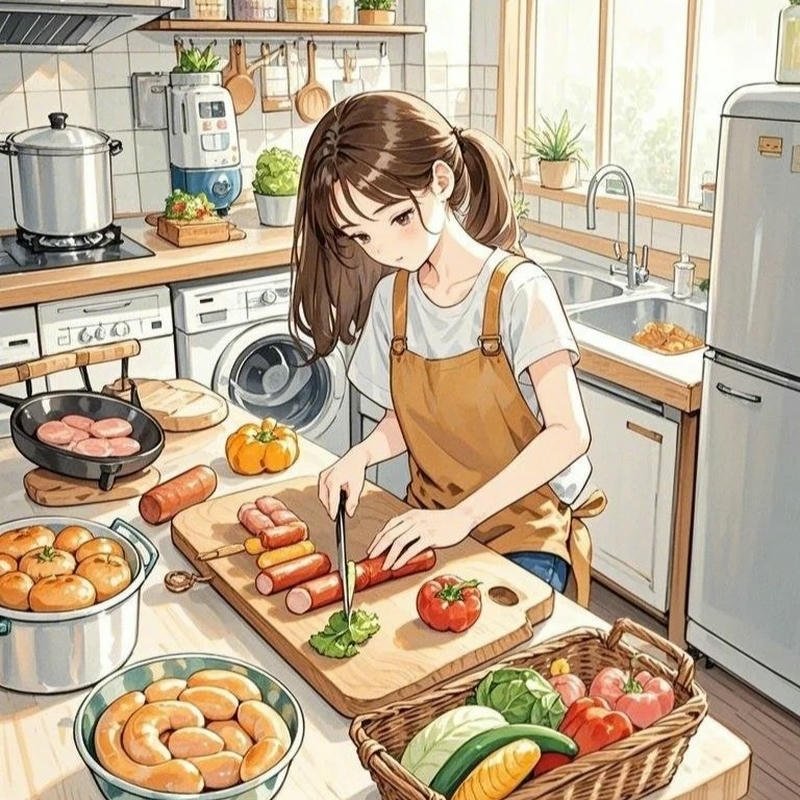 Avatar nấu ăn thể hiện tinh thần vui vẻ khi chế biến