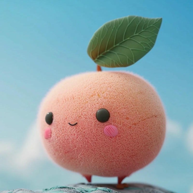 Avatar quả đào mang nét dễ thương với biểu cảm vui tươi