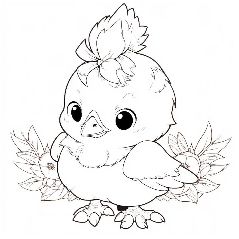 Bài luyện tô màu con gà con cho bé mới bắt đầu