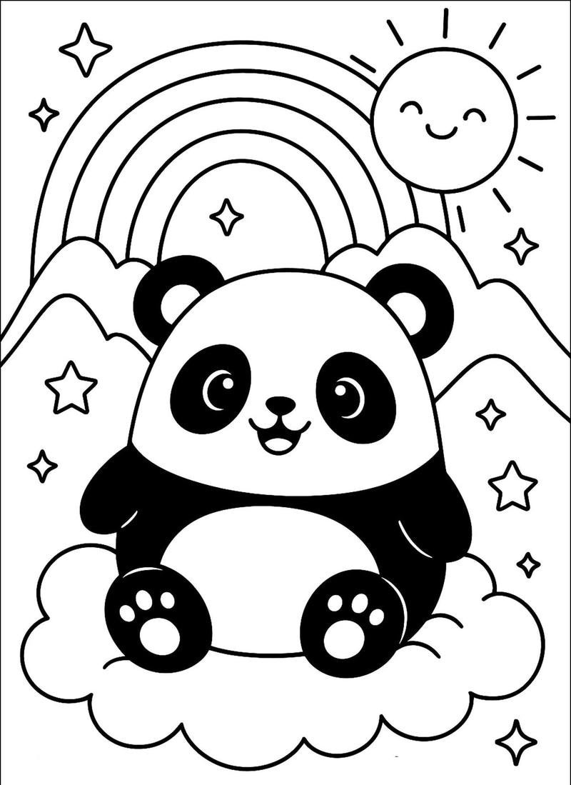 Bài tập tô màu con gấu trúc cho trẻ em