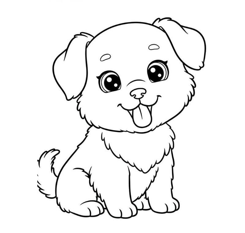 Bản phác họa chó con đáng yêu cho trẻ nhỏ
