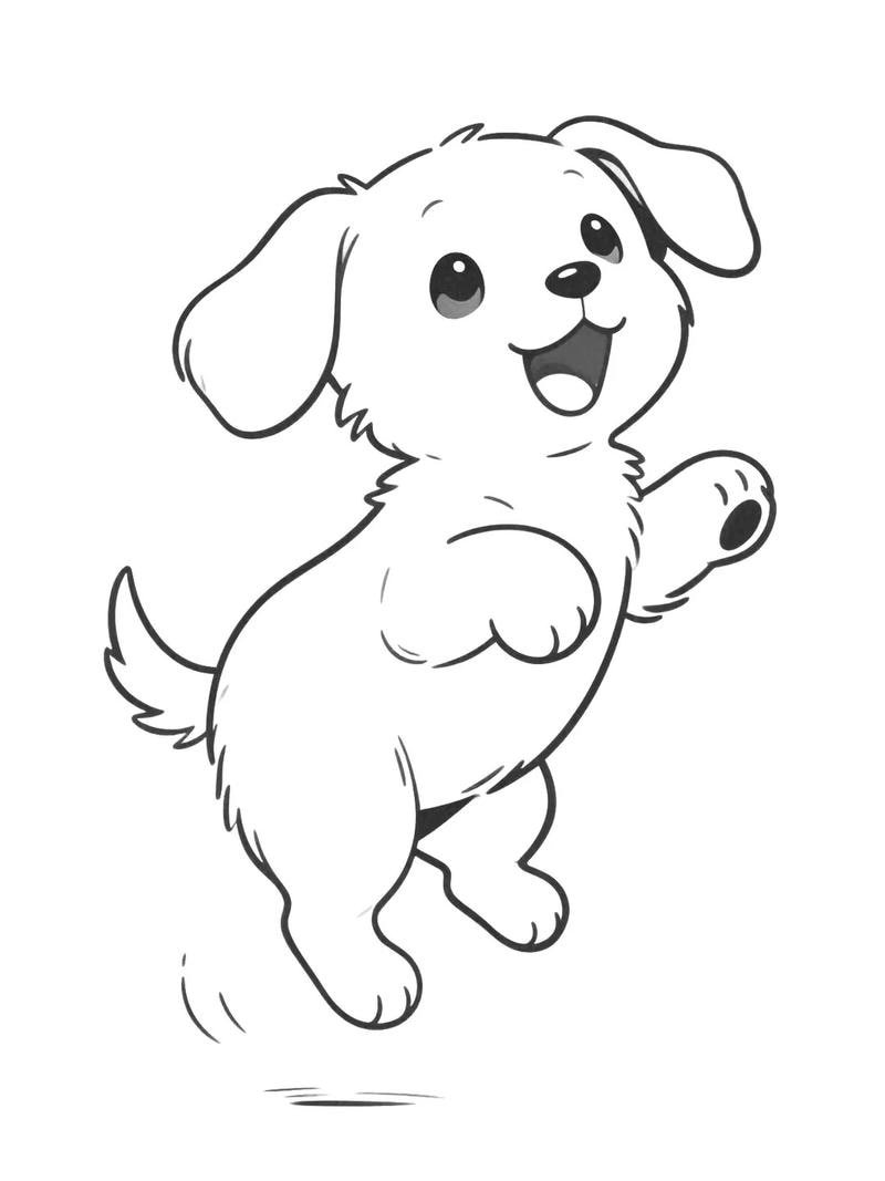 Bản vẽ chó con hoạt hình cho bé luyện kỹ năng