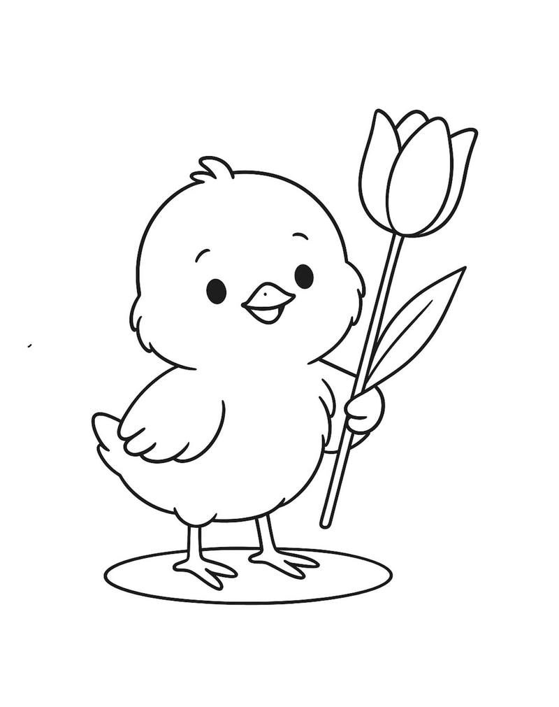 Bản vẽ gà con đáng yêu cho bé học mỹ thuật