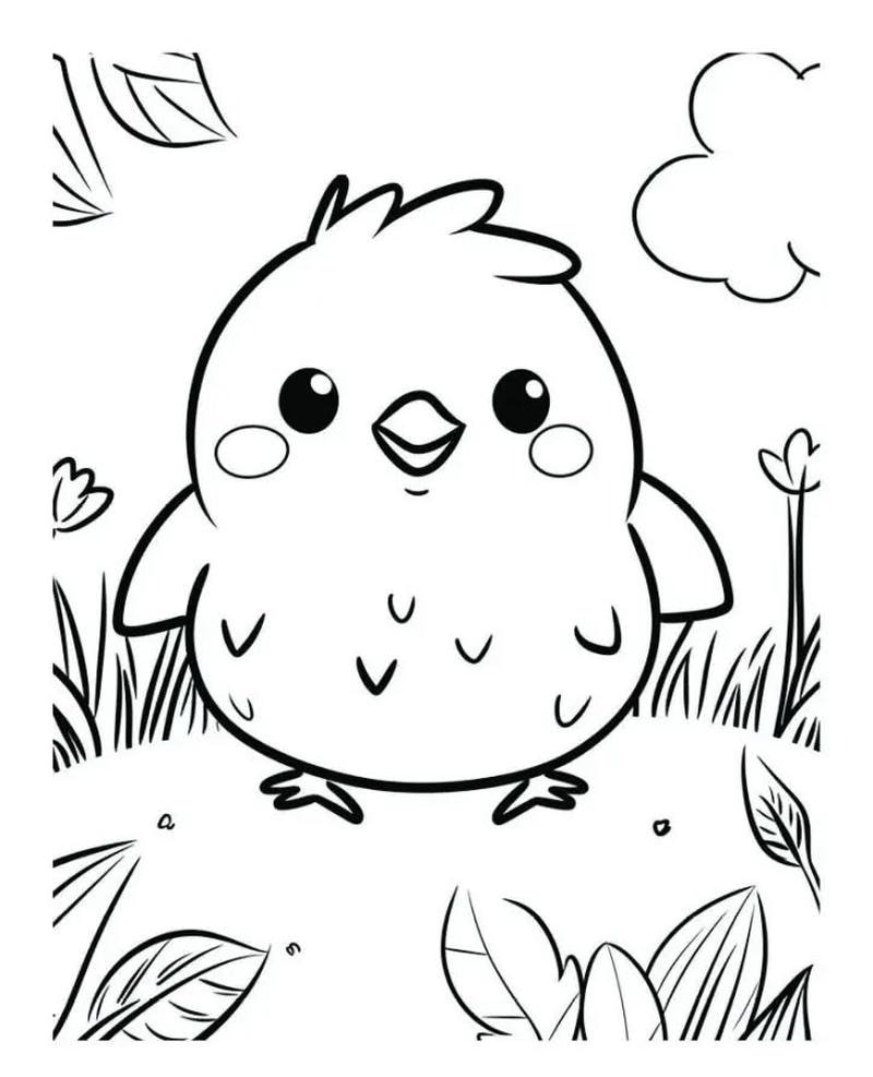 Bộ hình tô màu gà con cute cho trẻ mẫu giáo