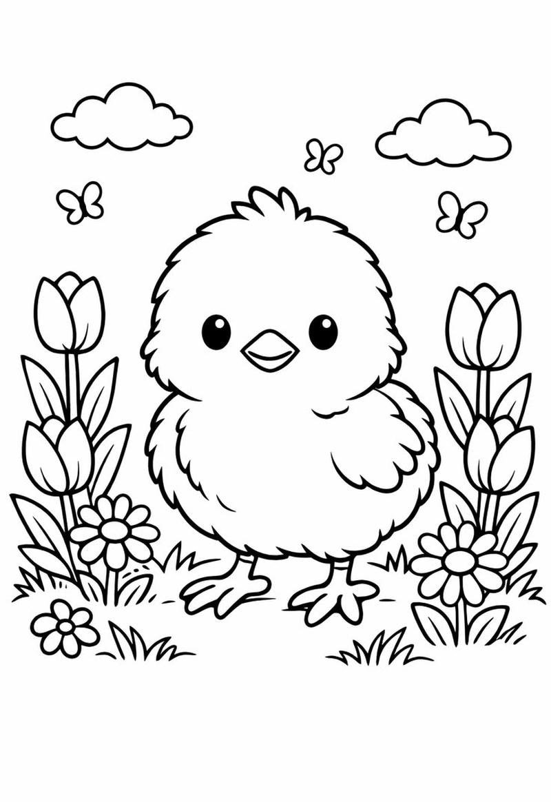 Bức tranh gà con vui nhộn giúp bé sáng tạo màu sắc