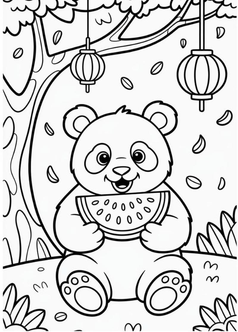 Bức vẽ gấu trúc hoạt hình đáng yêu cho trẻ