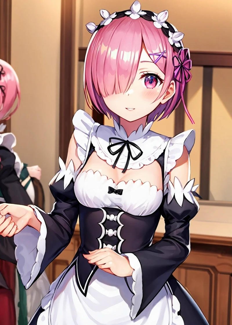 Cảnh Ram Rem tạo dáng với phong cách hầu gái