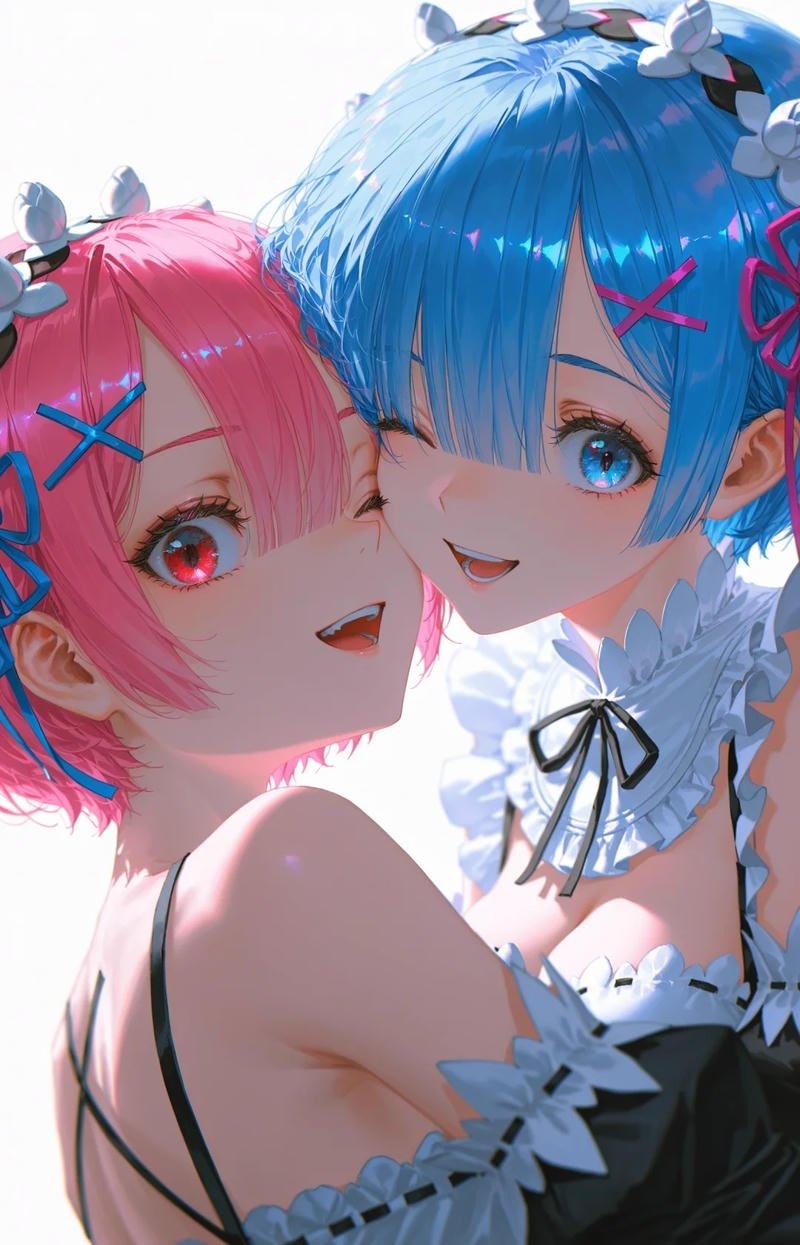 Cặp đôi Ram Rem trong anime Re Zero nổi bật