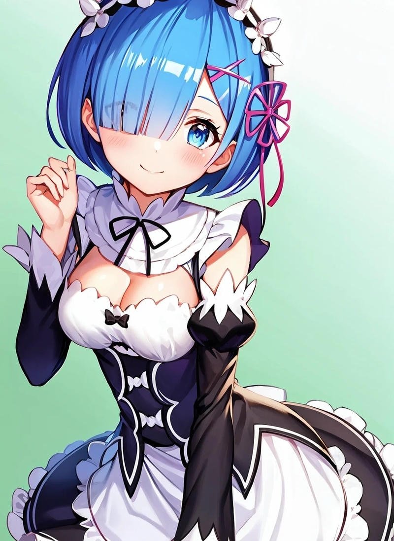 Chị em song sinh Ram Rem đứng cạnh nhau trong anime