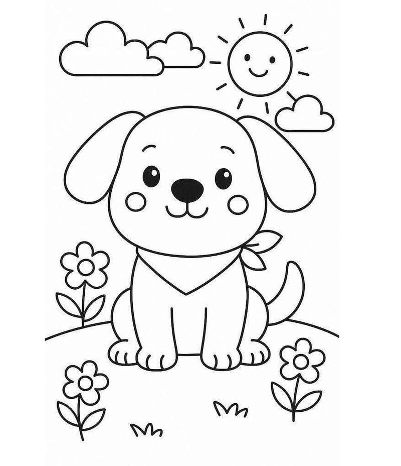 Chú chó cute với nụ cười dễ thương cho bé