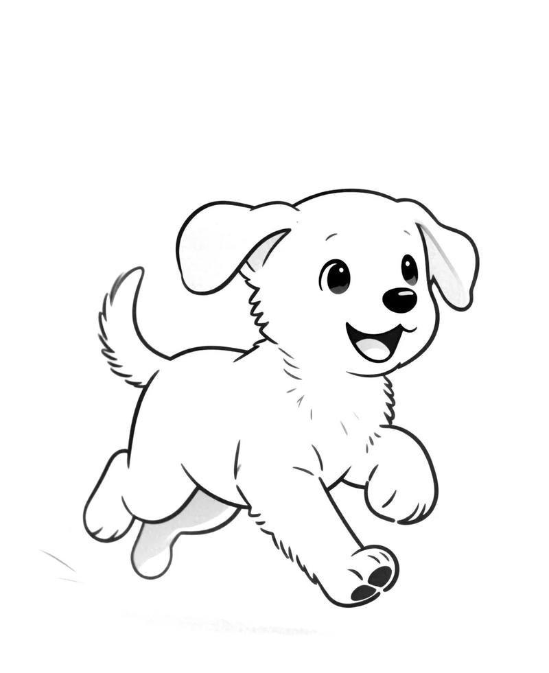 Chú chó đáng yêu với hình vẽ đơn giản dễ tô