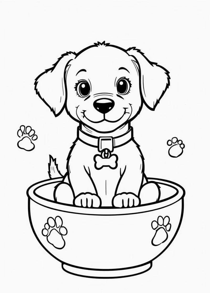 Chủ đề tranh tô màu con chó cute dành cho trẻ nhỏ