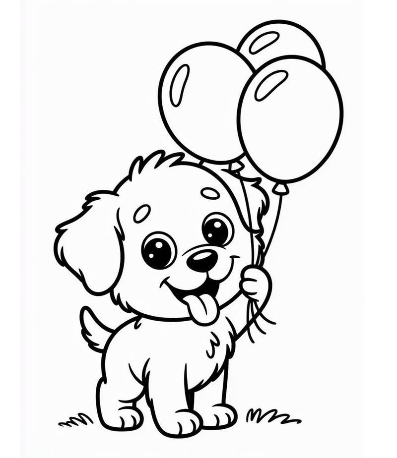 Chủ đề tranh tô màu hình con chó đơn giản cho bé học vẽ