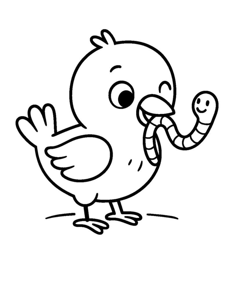 Chú gà con hoạt hình dễ thương cho bé tập tô
