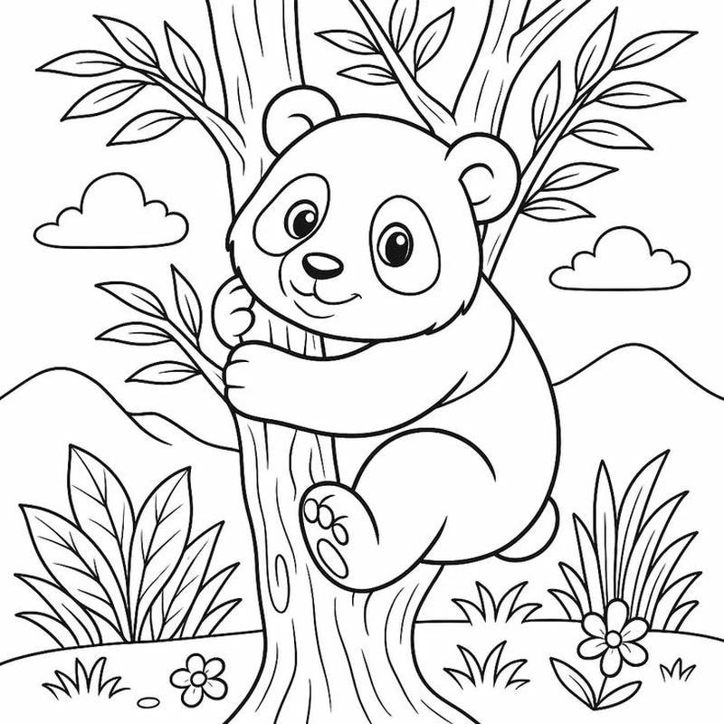 Chú gấu trúc hoạt hình cho bé luyện tô