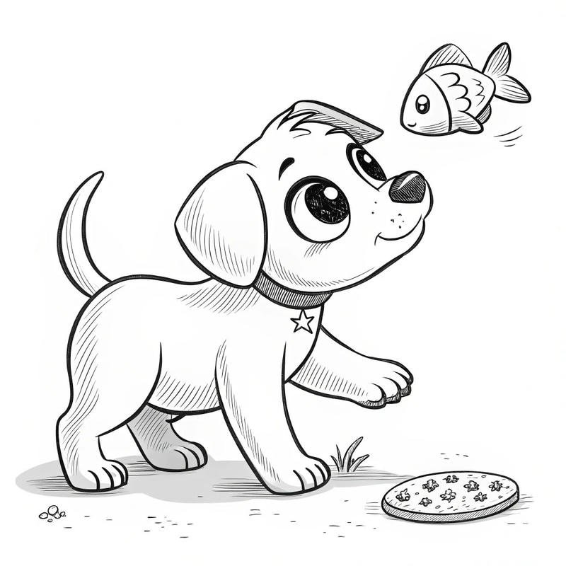 Con chó tô màu với hình vẽ vui nhộn đáng yêu