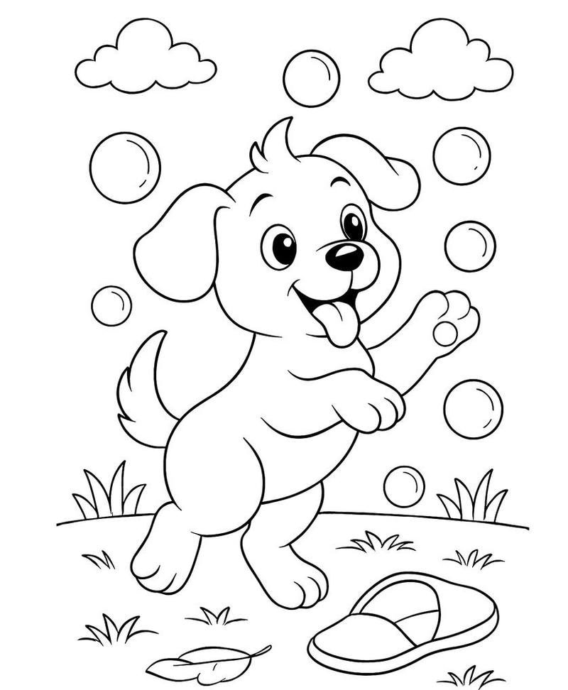 Con chó tô màu với phong cách hoạt hình ngộ nghĩnh